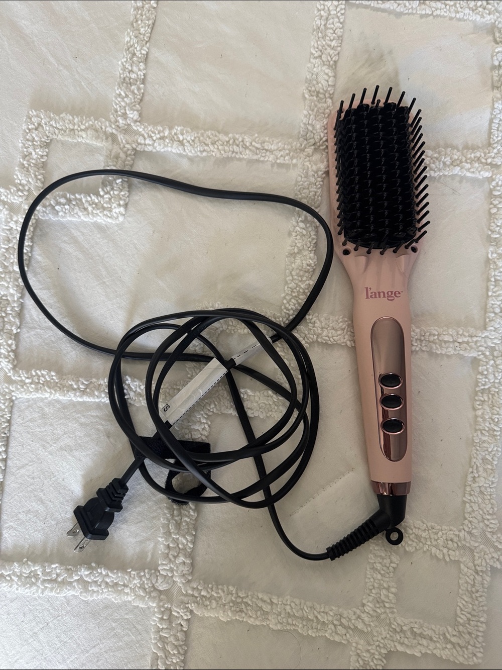 Lange Pink and Black Heated Straightening Brush